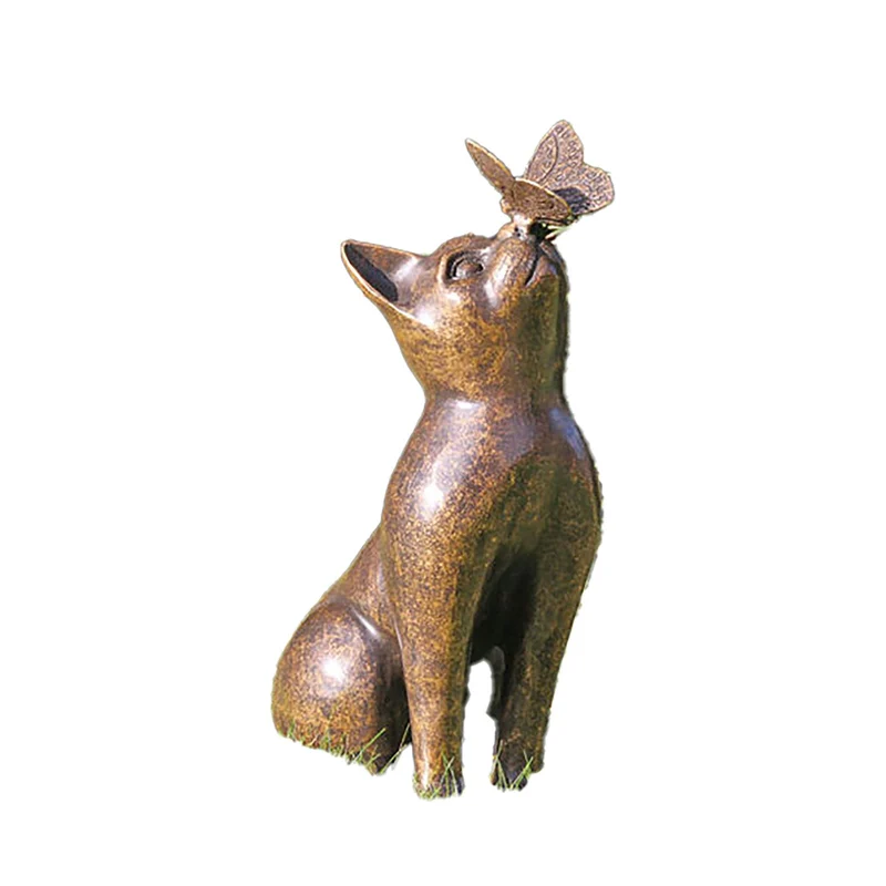 Gartenskulptur "Katze mit Schmetterling"