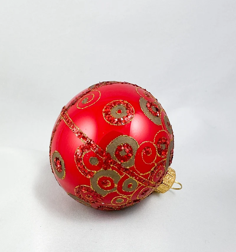 Kugel rot glanz mit Jugendstil-Dekor