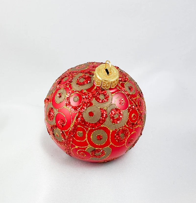 Kugel rot glanz mit Jugendstil-Dekor