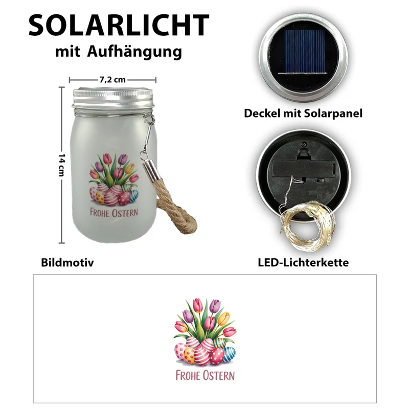 Tulpen und Ostereier Frohe Ostern Solarlicht