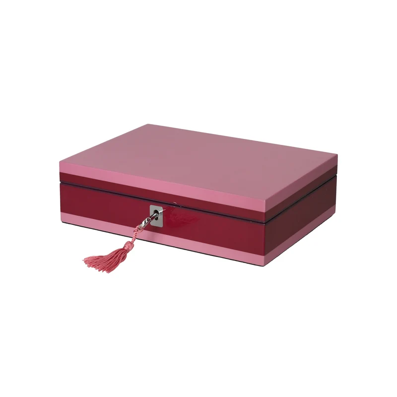 Schmuckbox TANG S in Rosa/Beere mit Schloss 22x6,3x16cm