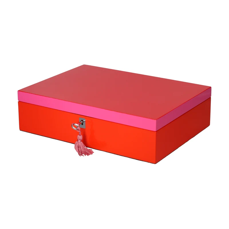 Schmuckbox TANG M in Rot/Pink mit Schloss 31x8,3x22,5cm
