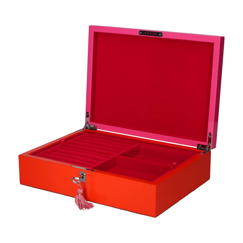 Schmuckbox TANG M in Rot/Pink mit Schloss 31x8,3x22,5cm