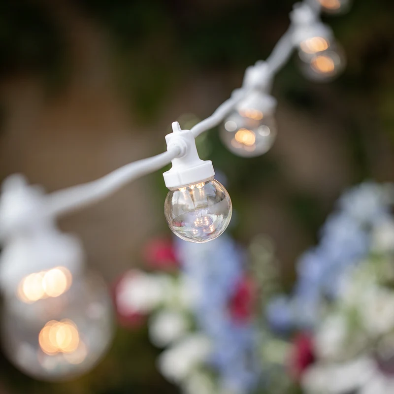 Pro Connect von 85m 170er Party Lichterkette warmweiß transparente Birnen koppelbar weißes Kabel