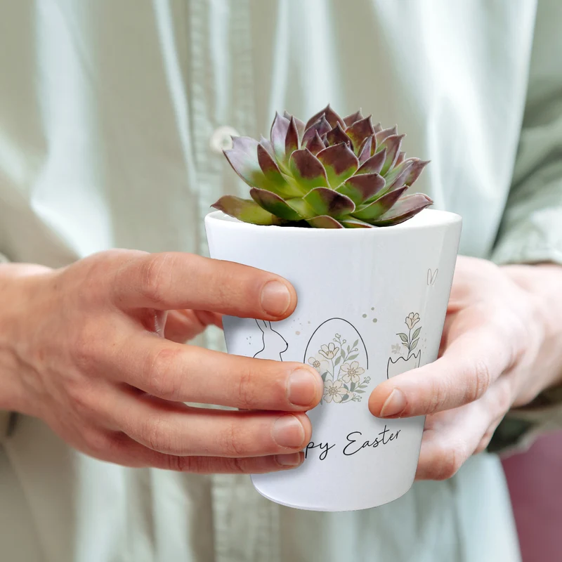 Happy Easter Blumentopf mit Hase Ei Design