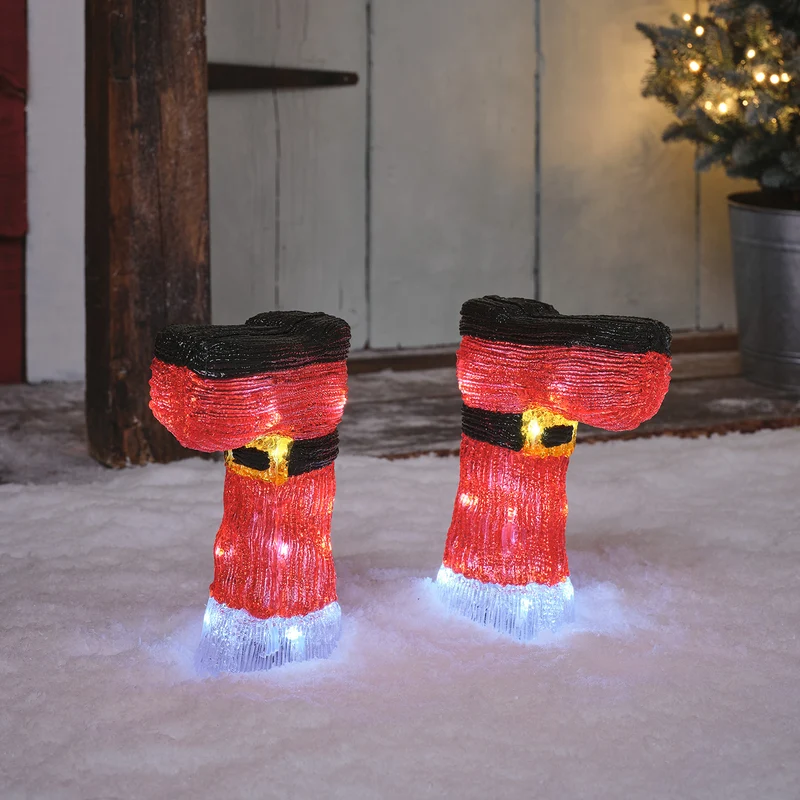 2er Set LED-Stableuchten Weihnachtsstiefel