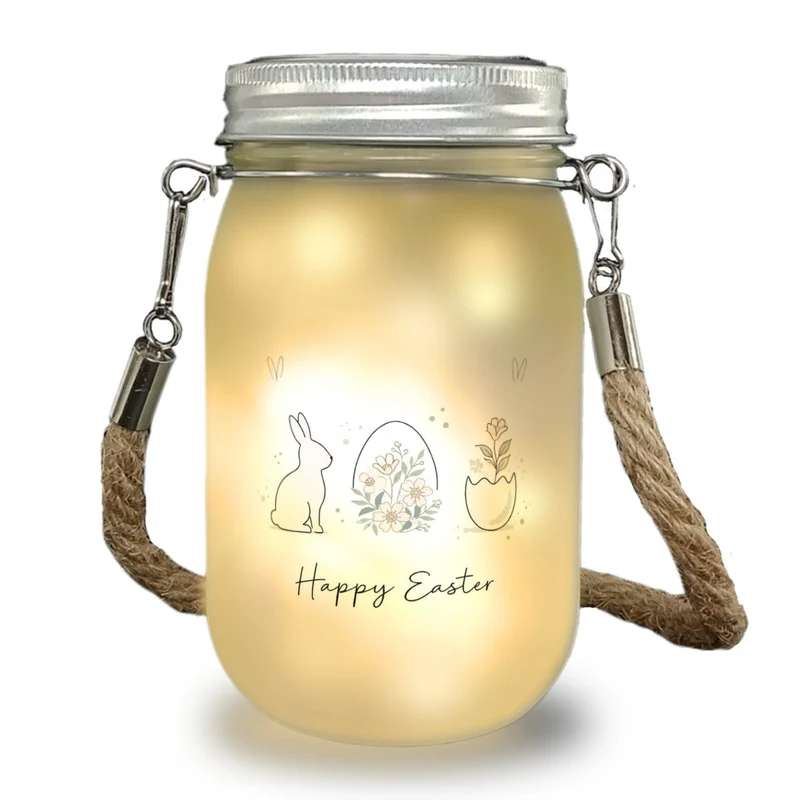 Happy Easter Solarlicht mit Hase Ei Design