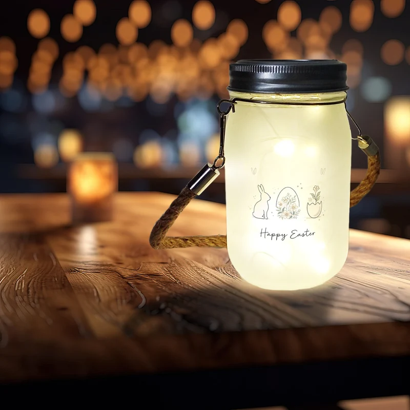 Happy Easter Solarlicht mit Hase Ei Design