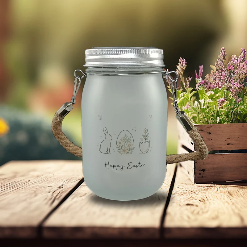 Happy Easter Solarlicht mit Hase Ei Design