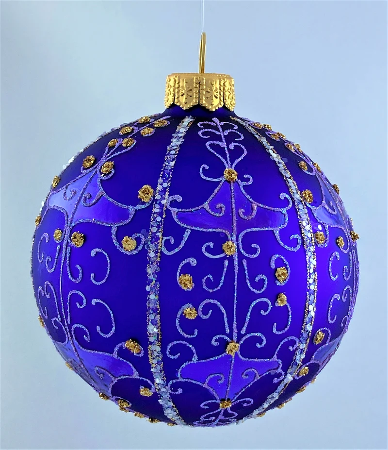 Kugel violett mit feinem Rocaille-Muster