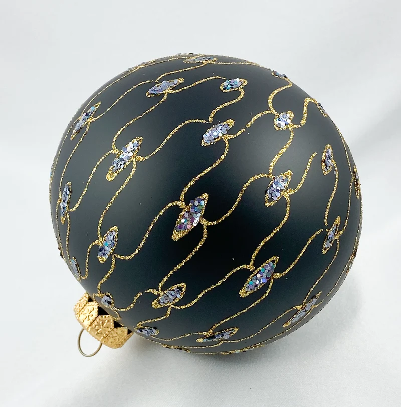 Kugel schwarz mit feinem Goldmuster