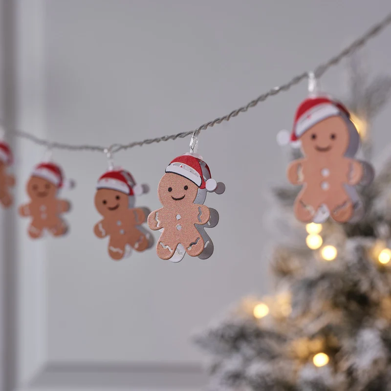 10er LED-Lichterkette mit Lebkuchenmännchen