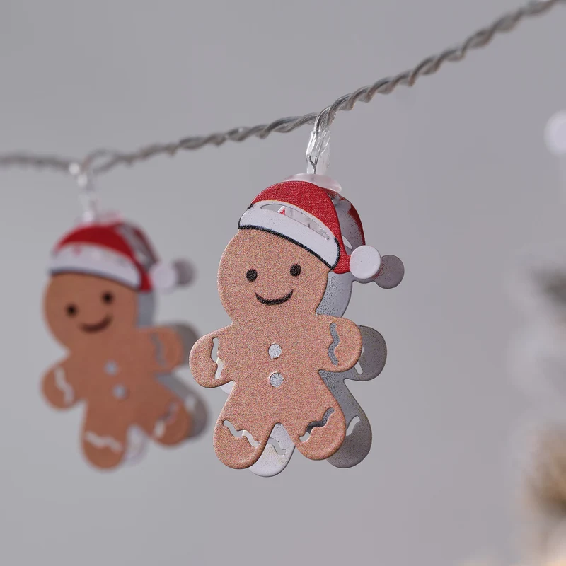 10er LED-Lichterkette mit Lebkuchenmännchen