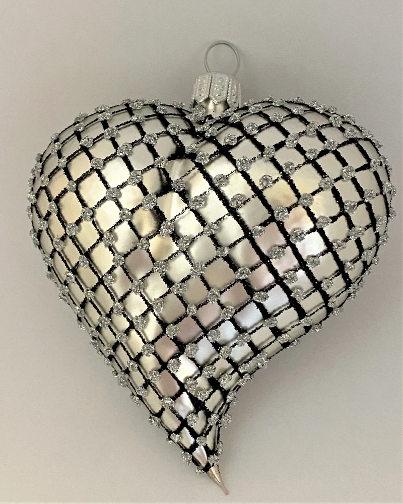 Herz Silber matt mit Netzmuster
