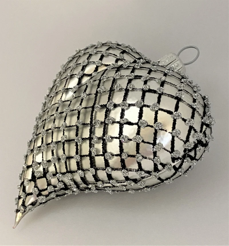 Herz Silber matt mit Netzmuster