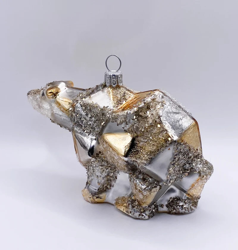 Kubistischer Bär, silber gold
