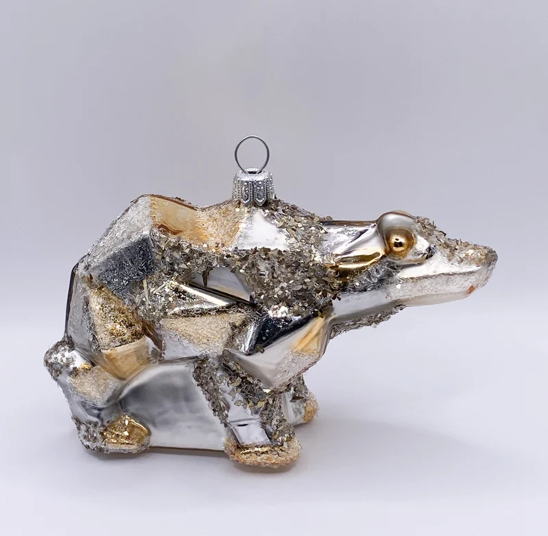 Kubistischer Bär, silber gold
