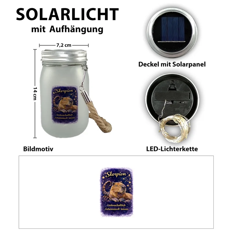 Skorpion Sternzeichen Cabybara Solarlicht für Astrologie Fans