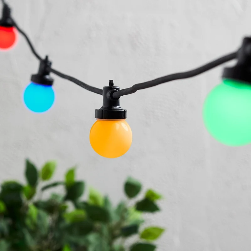 Pro Connect IP67 25m 50er Party Lichterkette bunt koppelbar schwarzes Kabel