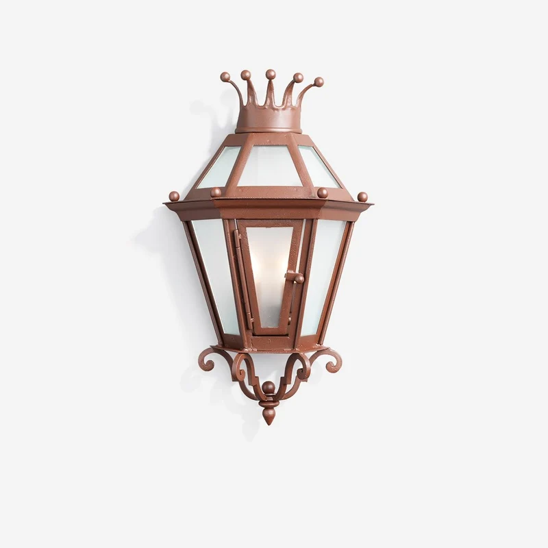 Casa Padrino Luxus Außen Laterne Rostbraun B. 43 x H. 90 cm - Handgefertigte Laterne aus Schmiedeeisen - Luxus Kollektion - Edel & Prunkvoll