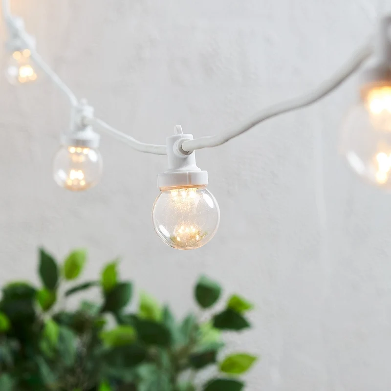 Pro Connect von 15m 30er Party Lichterkette warmweiß transparente Birnen koppelbar weißes Kabel