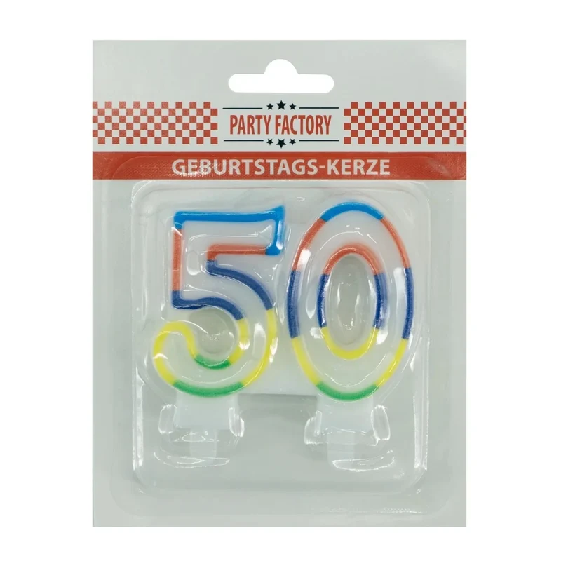 50 Jahre Kerze mit farbigem Rand, 7 cm