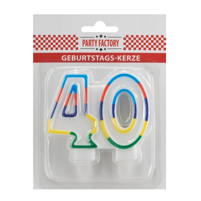 40 Jahre Kerze mit farbigem Rand, 7 cm