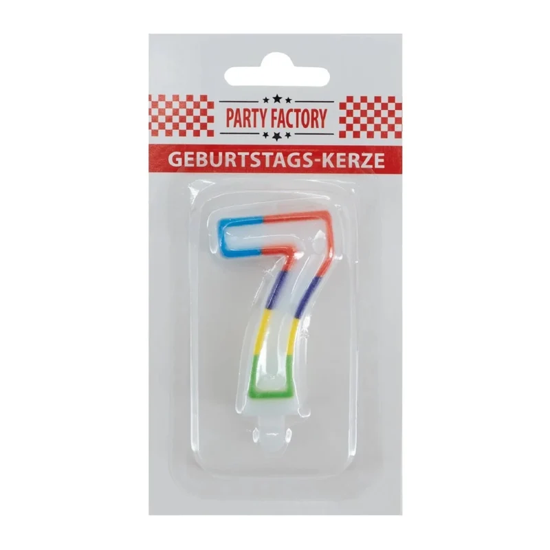 7-Jahres-Kerze mit farbigem Rand, 7 cm