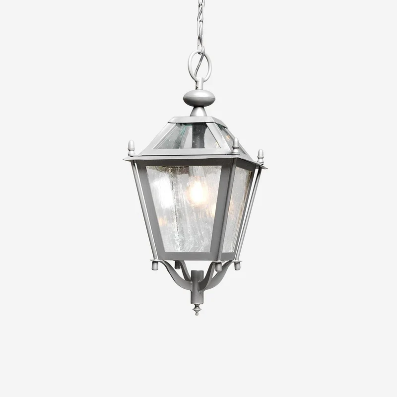 Casa Padrino Luxus Außen Hängeleuchte Laterne Grau B. 25 x H. 45 cm - Handgefertigte Laterne aus Schmiedeeisen - Luxus Kollektion - Edel & Prunkvoll