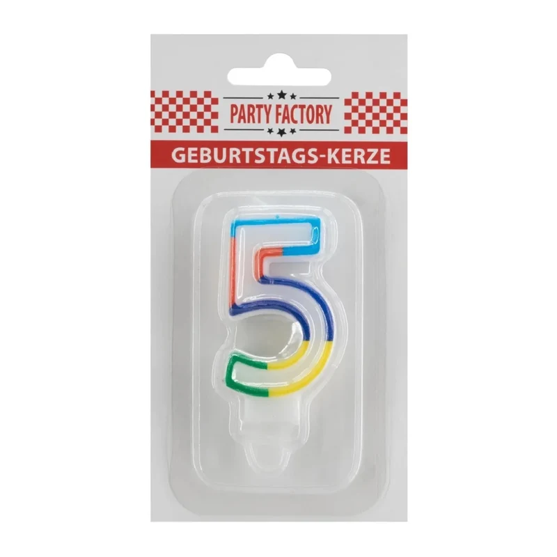 5-Jahres-Kerze mit farbigem Rand, 7 cm