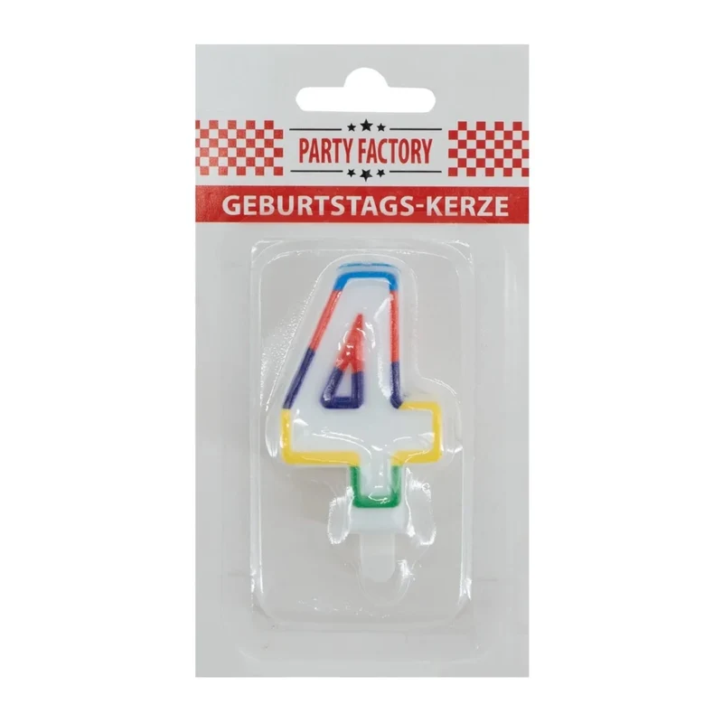 4-Jahres-Kerze mit farbigem Rand, 7 cm