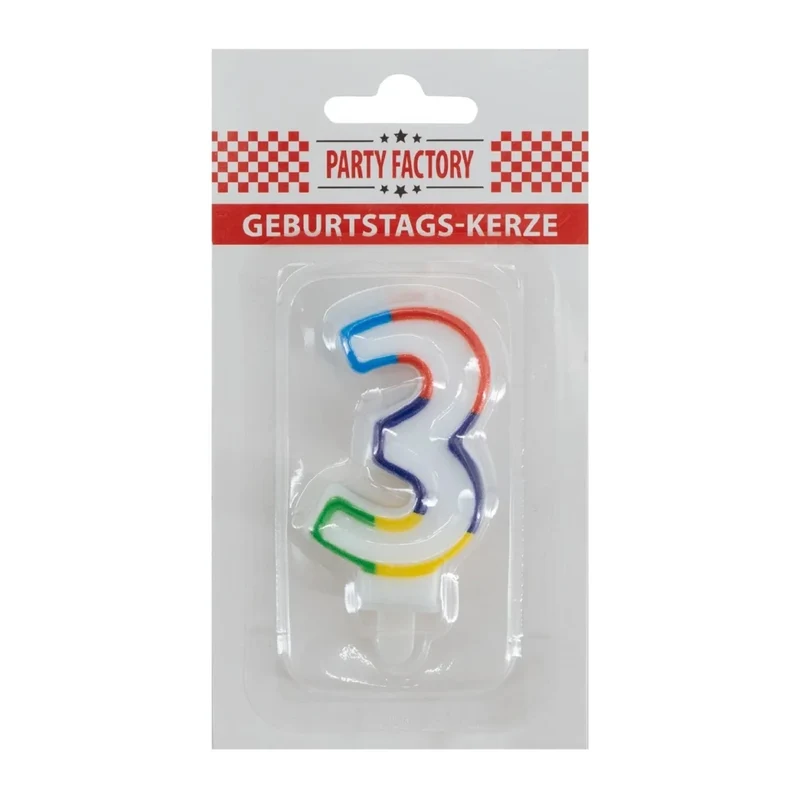 3-Jahres-Kerze mit farbigem Rand, 7 cm
