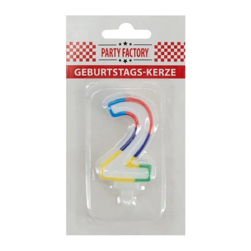 2-Jahres-Kerze mit farbigem Rand, 7 cm