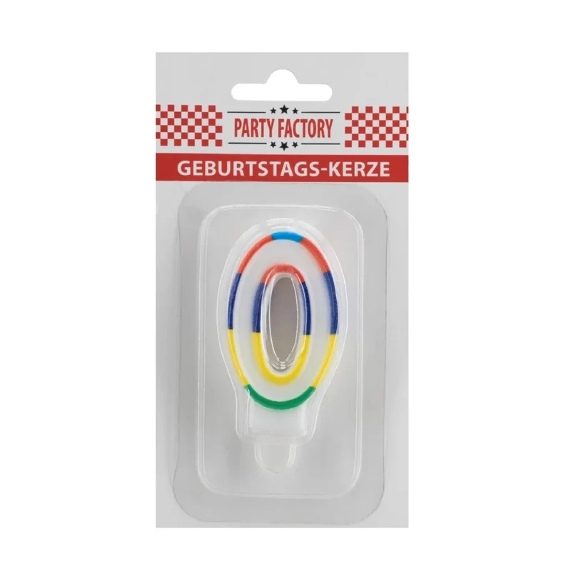 0-Jahres-Kerze mit farbigem Rand, 7 cm