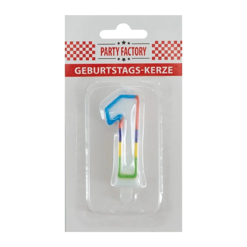 1-Jahres-Kerze mit farbigem Rand, 7 cm