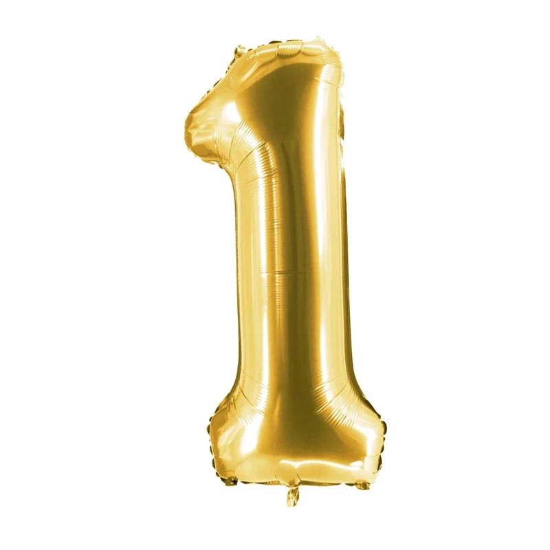1-Jahres-Zahlenballon, gold, leer, 85 cm