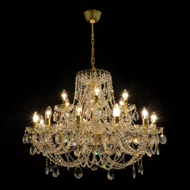 Casa Padrino Luxus Barock Kristall Kronleuchter Gold Ø 95 x H. 58 cm - Prunkvolle Messing Kronleuchter mit böhmischem Kristallglas - Barock Möbel - Edel & Prunkvoll