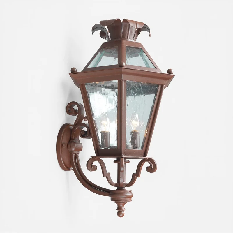Casa Padrino Luxus Außen Laterne Rostbraun B. 37 x H. 70 cm - Handgefertigte Laterne aus Schmiedeeisen - Luxus Kollektion - Edel & Prunkvoll