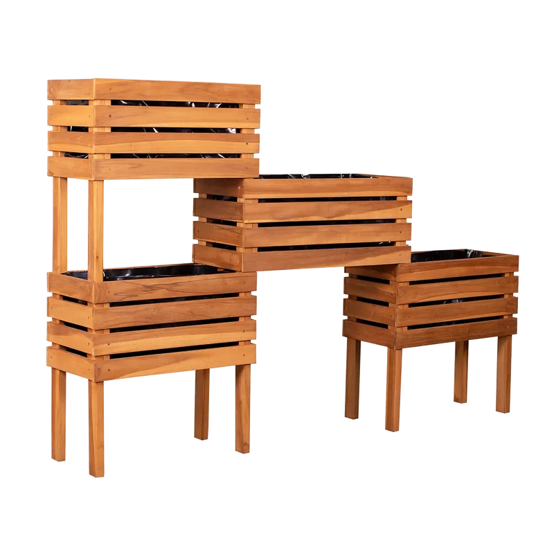 Balkon Hochbeet Dundee – 4-etagig aus Teakholz
