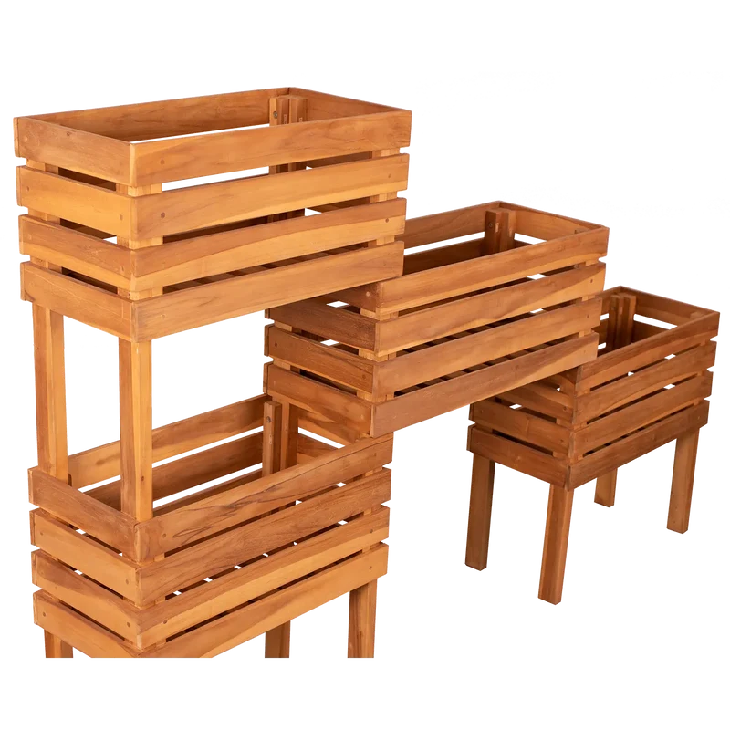 Balkon Hochbeet Dundee – 4-etagig aus Teakholz