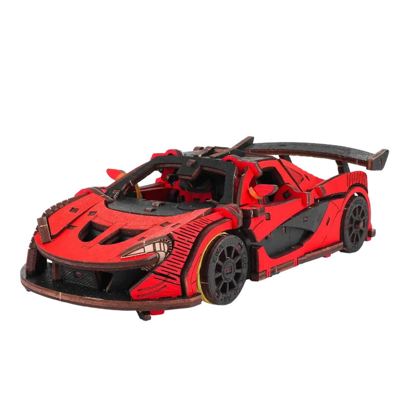3D Holzpuzzle Auto in rot