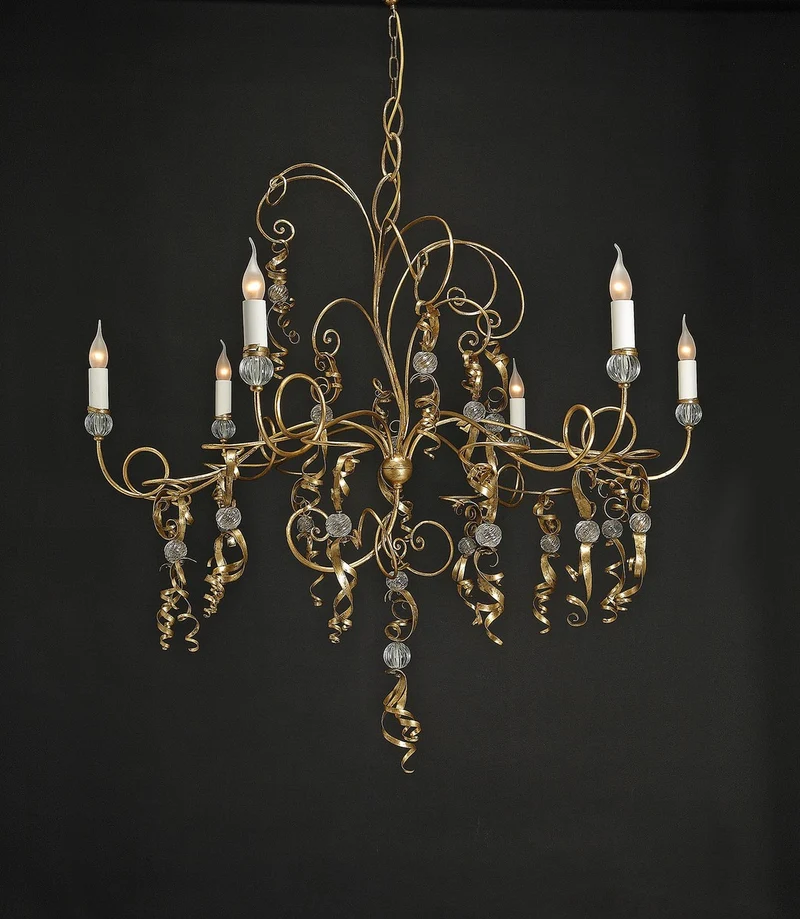 Casa Padrino Luxus Kronleuchter Antikgold Ø 100 x H. 130 cm - Handgefertigter Kronleuchter aus Schmiedeeisen mit Voluten - Luxus Kollektion - Edel & Prunkvoll