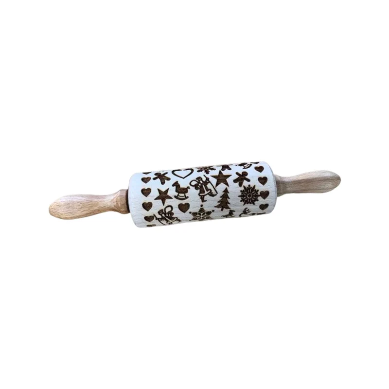 Keksroller aus Holz mit Weihnachtsmotiven