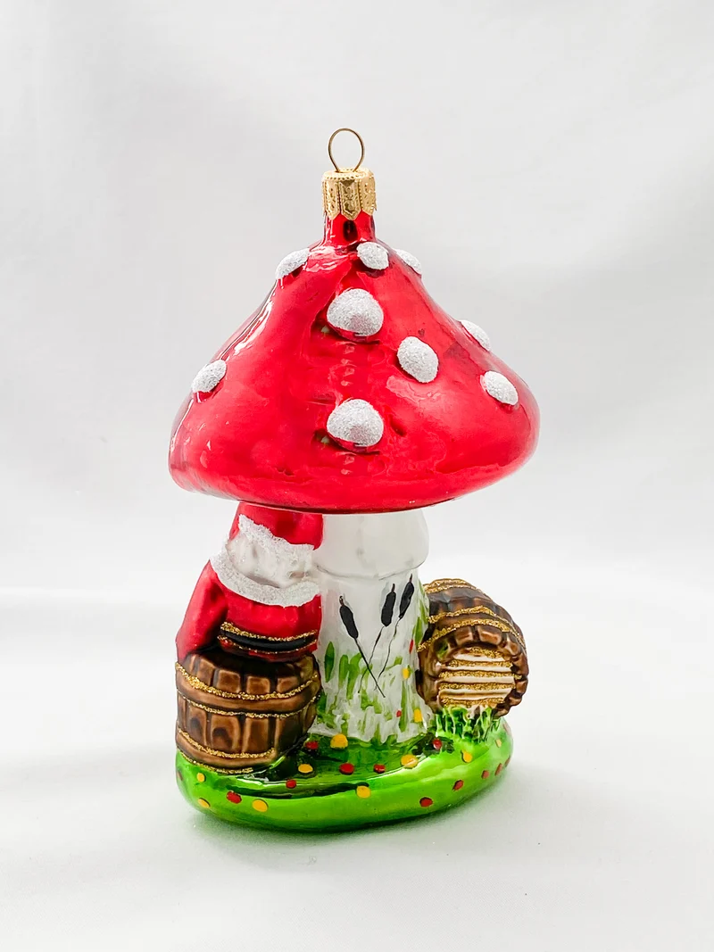 Der Weihnachtsmann hat es sich unter dem Fliegenpilz gemütlich gemacht