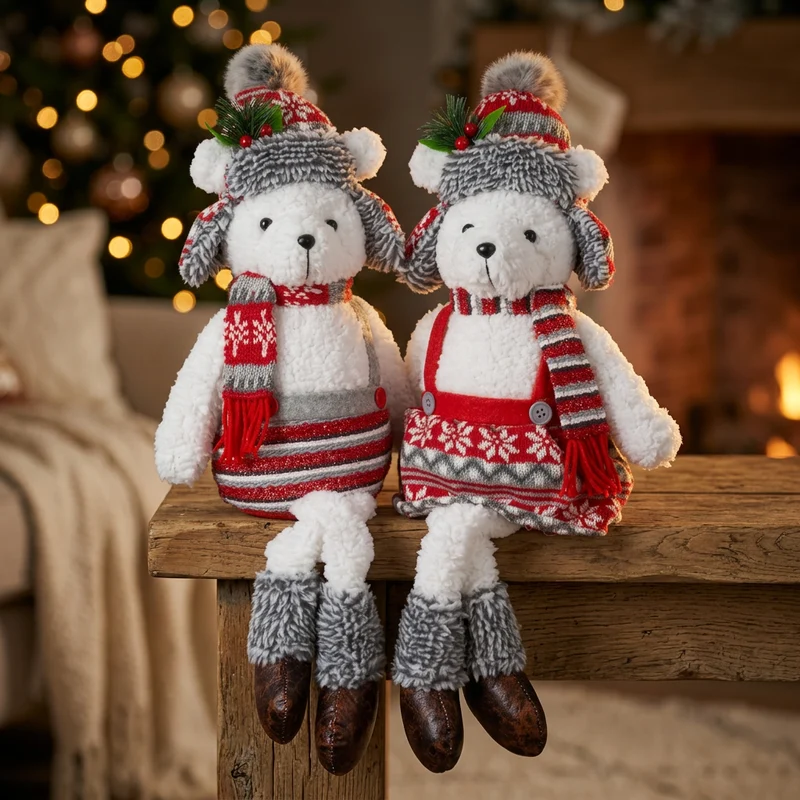 Dekofigur Eisbär 35cm Kantenhocker Pärchen, 2 Stück