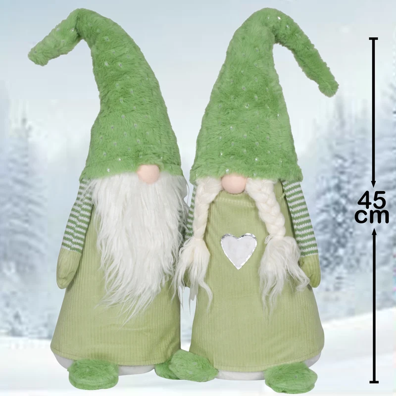 Wichtel mit LED 45cm stehend, Pärchen, 2 Stück