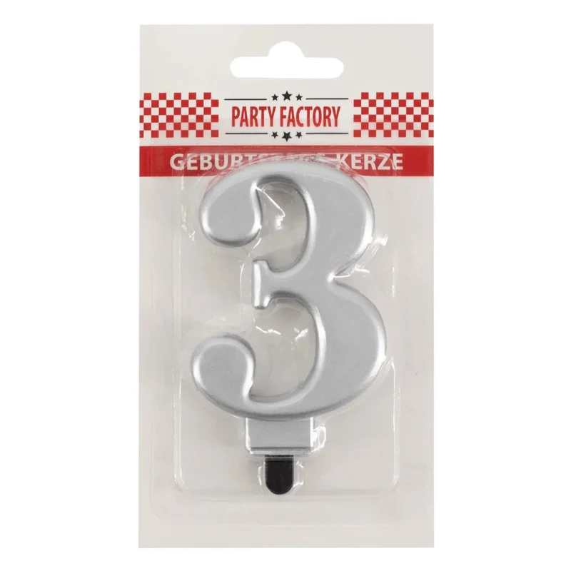 3-Jahres-Kerze, silbermetallic, 7 cm
