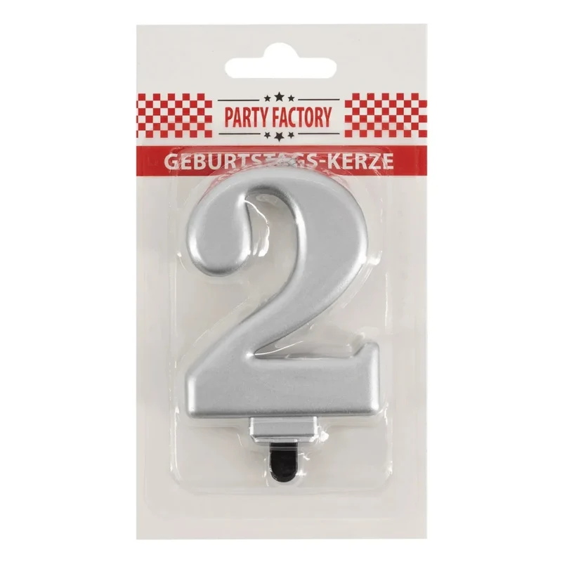 2-Jahres-Kerze, silbermetallic, 7 cm