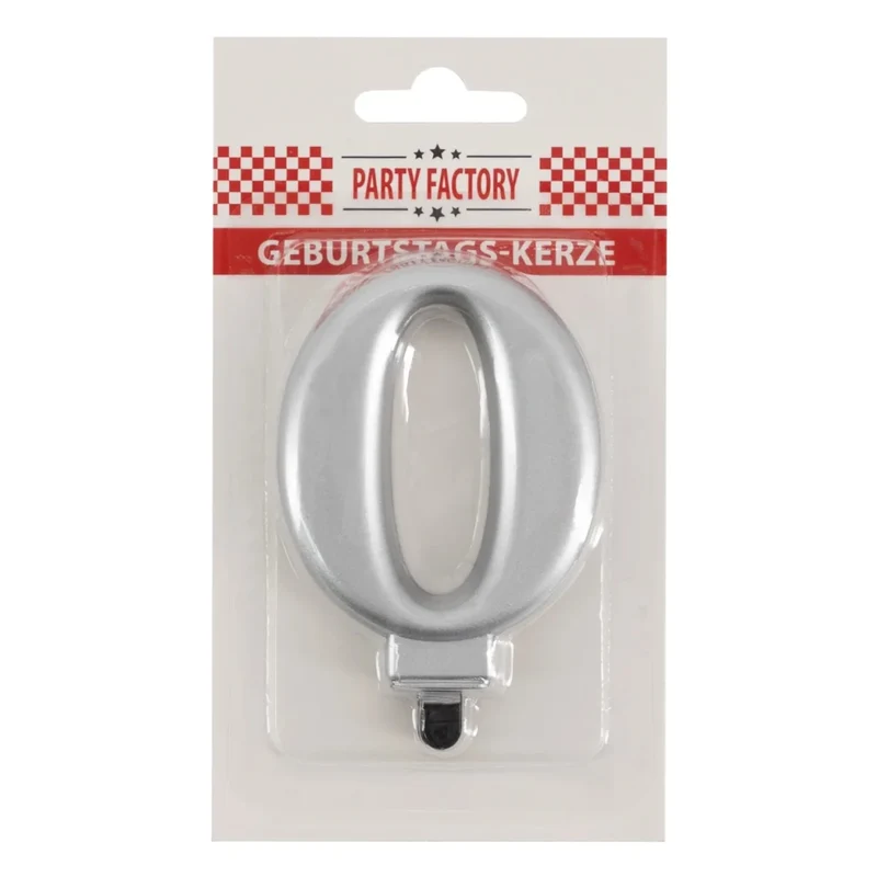 0-Jahres-Kerze, silbermetallic, 7 cm