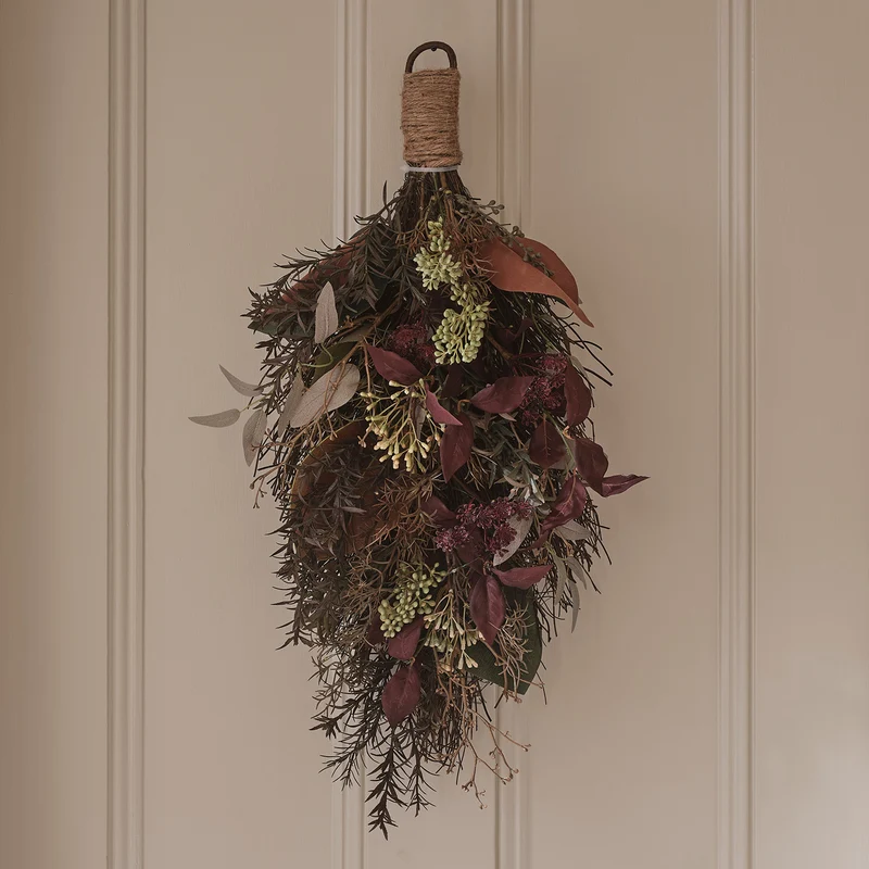 Set aus Kranz & Wandstrauß für Herbst und Winter mit integrierter Beleuchtung